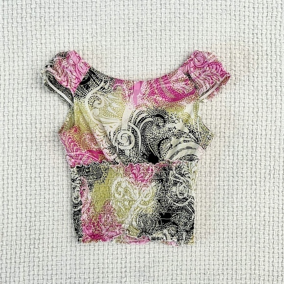 Vintage Y2K Abstract Print Crop Top - Picture 4 of 5